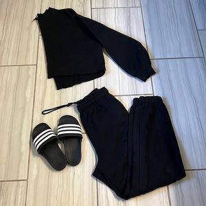 Adidas Adilette Cloudfoam Black and White Slides Sandals US Women’s 5